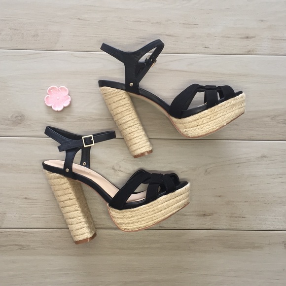 Shoe Dazzle Shoes - NWOT Black Espadrille Platform Sandal - 7